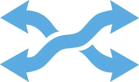 Light blue crossed wavy exchange arrows icon Stock Illustration