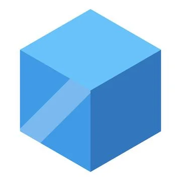 Light blue cube shining in isometric view Stock Illustration