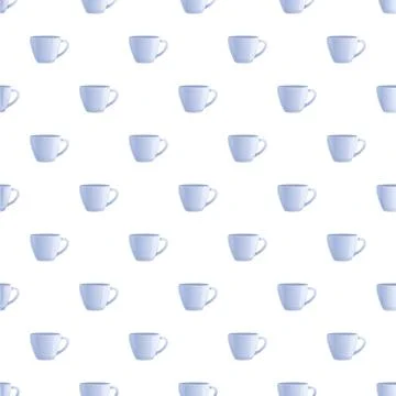 Light blue cups seamless pattern on white background Illustrazione stock