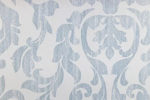 Light blue damask wallpaper pattern with vintage floral design 스톡 사진