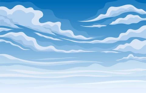 Light blue day sky with clouds. Vector illustration. イラスト素材