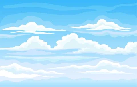 Light blue daytime sky with clouds. Vector illustration. Stock Illustration