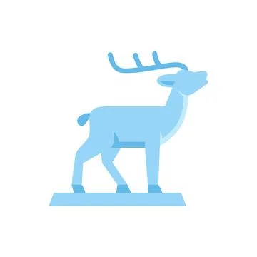 Light blue deer standing and looking up in minimalist style Stock Illustration