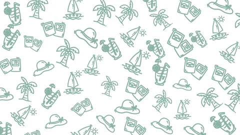 Light blue doodles dot a clean white background 스톡 동영상 333997852