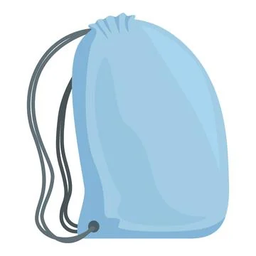 Light blue drawstring backpack isolated on white background Stock Illustration