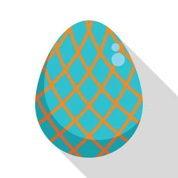 Light blue easter egg decorated with orange stripes creating a diamond patter Illustrazione stock