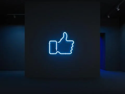 Light blue electrical thumb up symbol, 3d rendering 库存插图