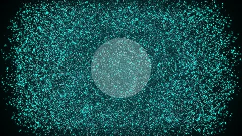 Light blue exploding particles background Stock Footage 172169998