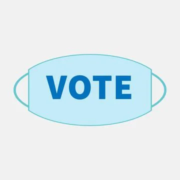 Light blue face mask for voting with text VOTE Stock Illustration