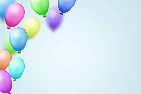 Light Blue Festive Background With Bright Colorful Air Balloons Illustrazione stock