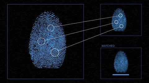 Light blue fingerprint Stock Footage 89880624