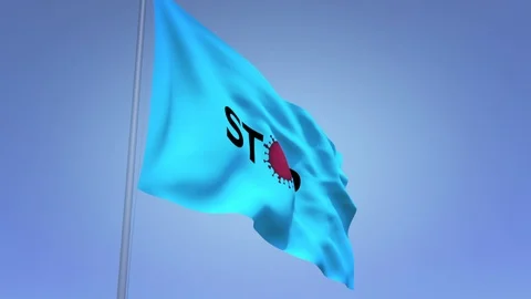 Light blue flag danger corona virus detail image zoom in background Stock Footage 126208443