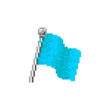 Light Blue Flag in Pixel Art Stock Illustration
