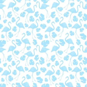 Light Blue Flamingo Pattern Background Stock Illustration
