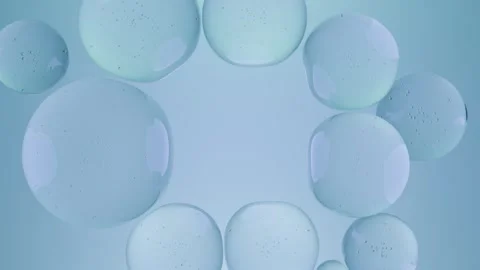 Light Blue Floating Fluid Bubbles Frame Background Vidéo 334234857