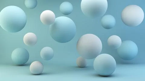 Light blue floating spheres background Illustrazione stock