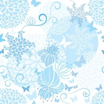 Light blue floral seamless pattern Stock Illustration