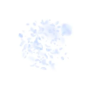 Light blue flower petals falling down. Dramatic ro Stock Illustration