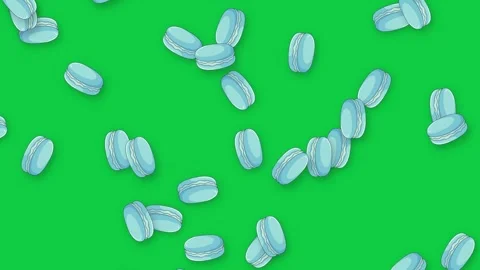 Light Blue French Macarons Falling Downwards Against Stock Footage 341537976