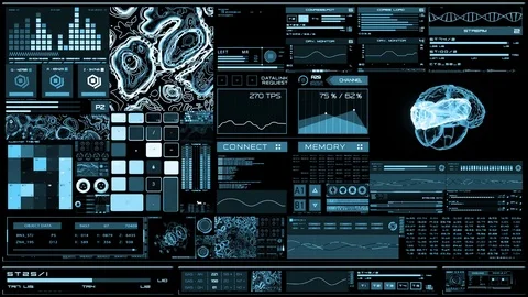 Light blue futuristic interface/Digital screen Stock Footage 81617852