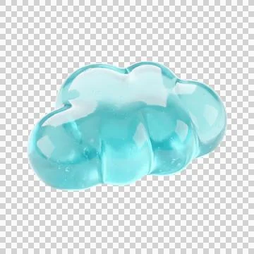 Light blue gel cloud icon representing weather concepts and fresh clean air. Stock Illustration