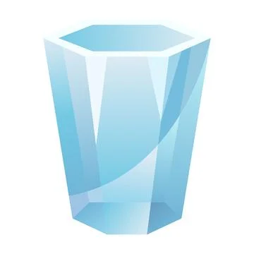 Light blue geometric faceted empty glass cup with frosted texture. イラスト素材