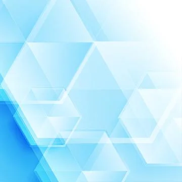 Light blue geometric tech background with glossy hexagons Illustrazione stock