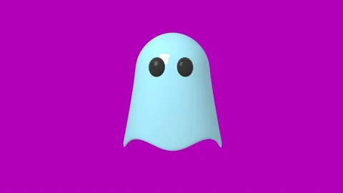 Light blue ghost moves up and down on purple background 3D 4K looped animation Stock Footage 220293707