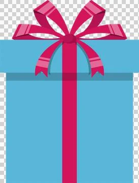 A light blue gift box, adorned with a vibrant pink ribbon and bow, perfect .. Stock Illustration