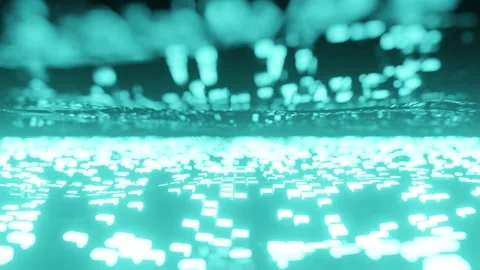 Light Blue Glowing Cubes Terrain Video stock 172888252