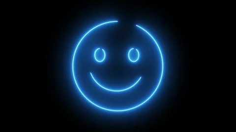 Light blue glowing neon line Smiley face icon animation isolated on dark bl.. Stock Footage 309014535