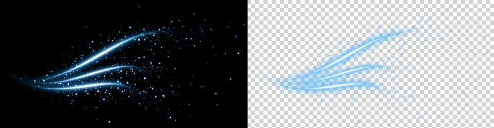 Light Blue Glowing Wave Trail with Sparkling Particles Abstract Energy Flow Back Stock Illustration