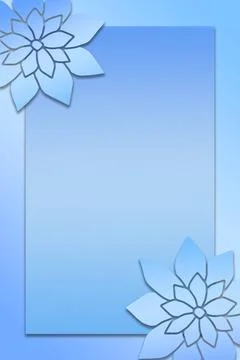 Light Blue Gradient Card Template with Paper Cut Flower Borders Illustrazione stock
