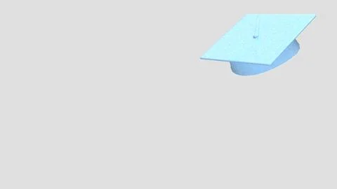 Light Blue Graduation Cap Isolated on Gray Background 3d render. Stock Illustration