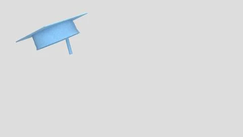 Light Blue Graduation Cap Isolated on Gray Background 3d render. Stock Illustration