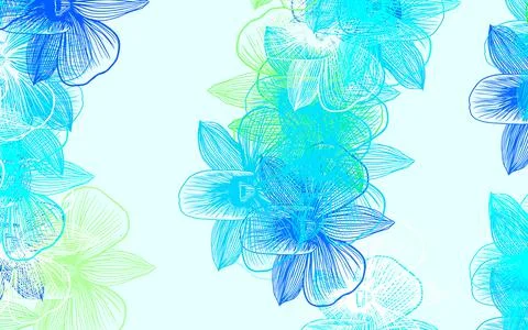 Light Blue, Green vector abstract backdrop with flowers. Stock Illustration