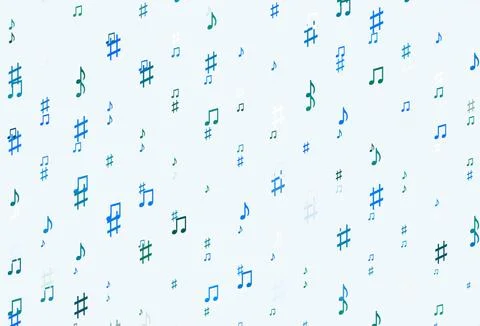 Light Blue, Green vector backdrop with music notes. Illustrazione stock