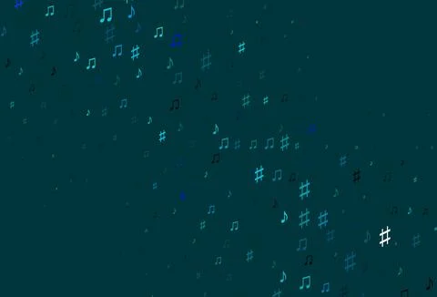 Light Blue, Green vector backdrop with music notes. Illustrazione stock