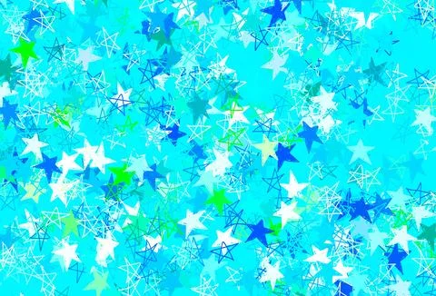 Light Blue, Green vector backdrop with small and big stars. Stock Illustration