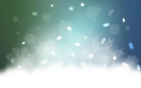 Light Blue, Green vector background with xmas snowflakes. Snow on blurred abs Illustrazione stock
