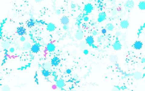 Light Blue, Green vector doodle pattern with flowers, roses. Stock Illustration