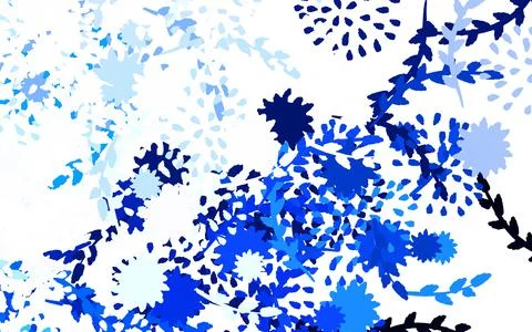 Light Blue, Green vector doodle pattern with flowers, roses. Stock Illustration