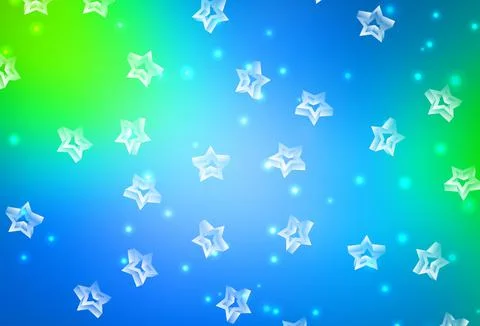 Light Blue, Green vector layout with bright stars. Stock Illustration
