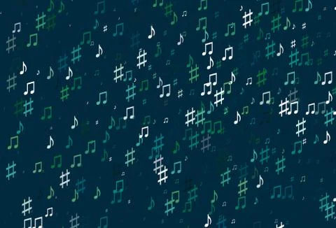 Light Blue, Green vector pattern with music elements. 스톡 일러스트