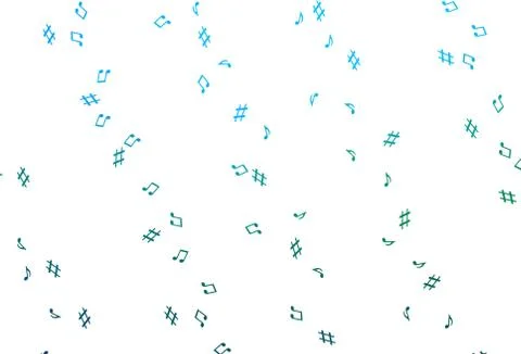Light Blue, Green vector pattern with music elements. Stock Illustration