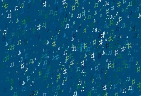 Light Blue, Green vector pattern with music elements. Stockillustratie