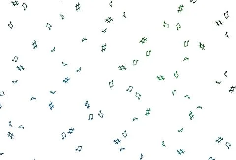 Light Blue, Green vector pattern with music elements. Stock Illustration