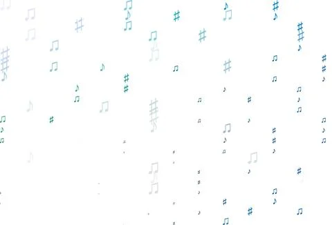 Light Blue, Green vector pattern with music elements. 스톡 일러스트