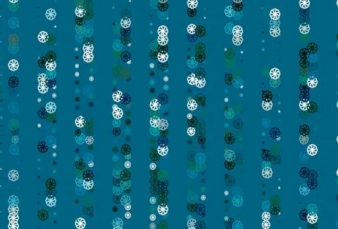 Light Blue, Green vector pattern with christmas snowflakes. Stock Illustration