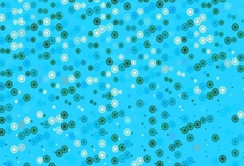 Light Blue, Green vector pattern with christmas snowflakes. 库存插图